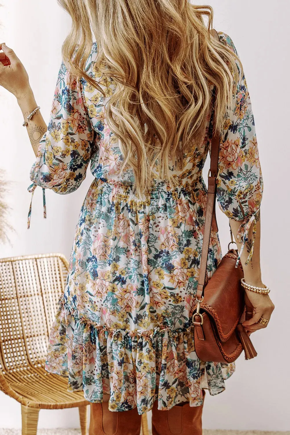 🌼 Printed V-Neck Half Sleeve Dress 🌼