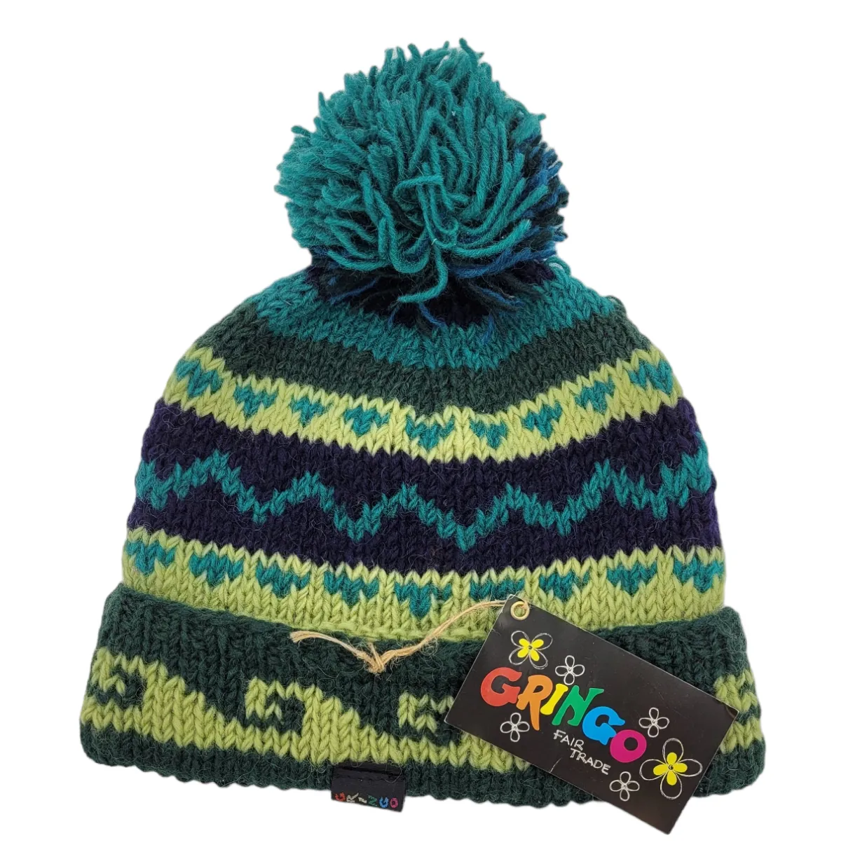 100% Wool Bold Patterns Bobble Hat (Adult)