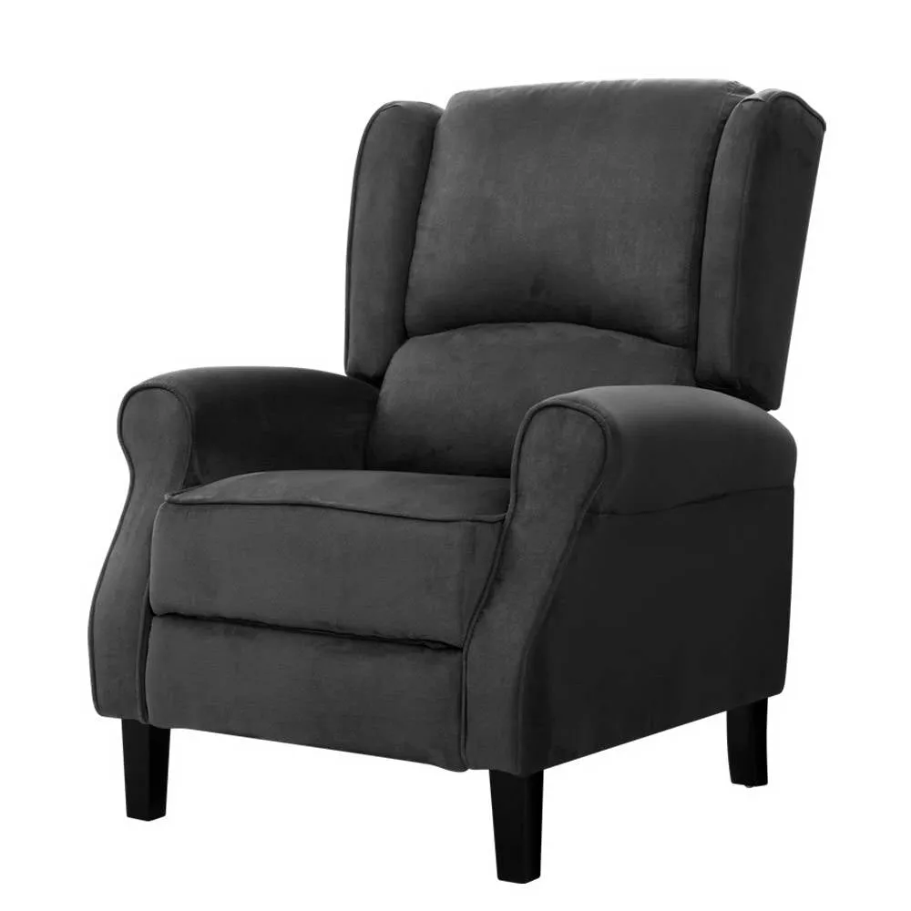 Adjustable Suede Recliner Chair with Steel Base - Artiss