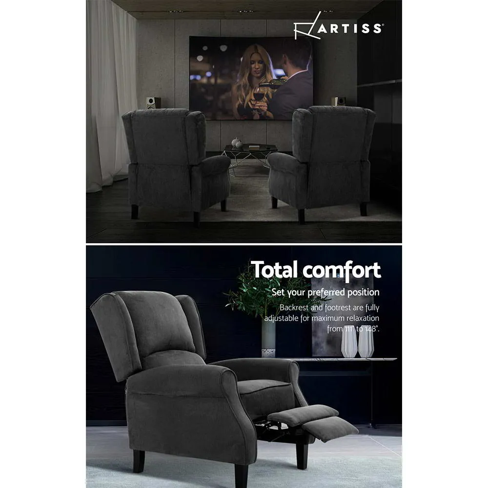 Adjustable Suede Recliner Chair with Steel Base - Artiss