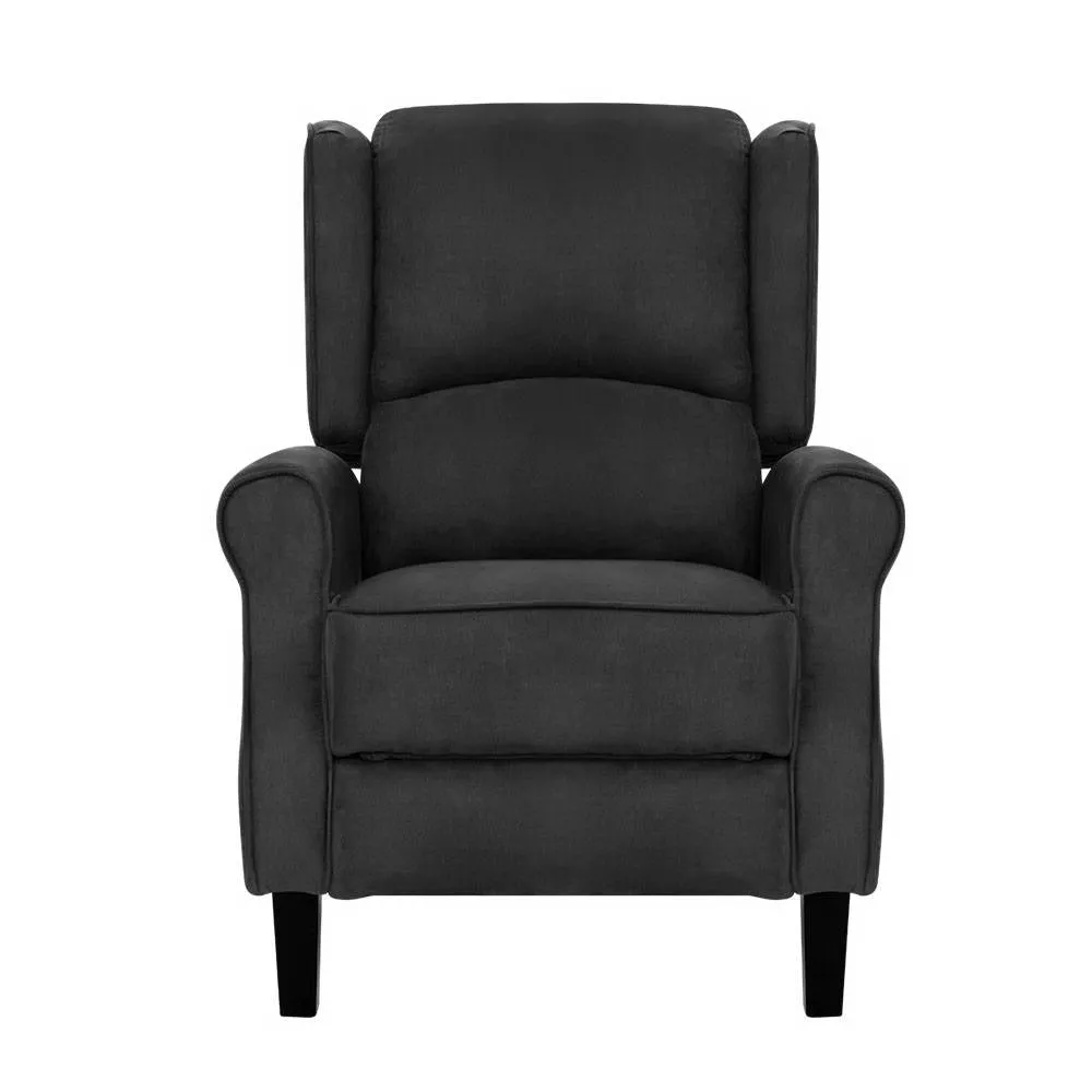 Adjustable Suede Recliner Chair with Steel Base - Artiss