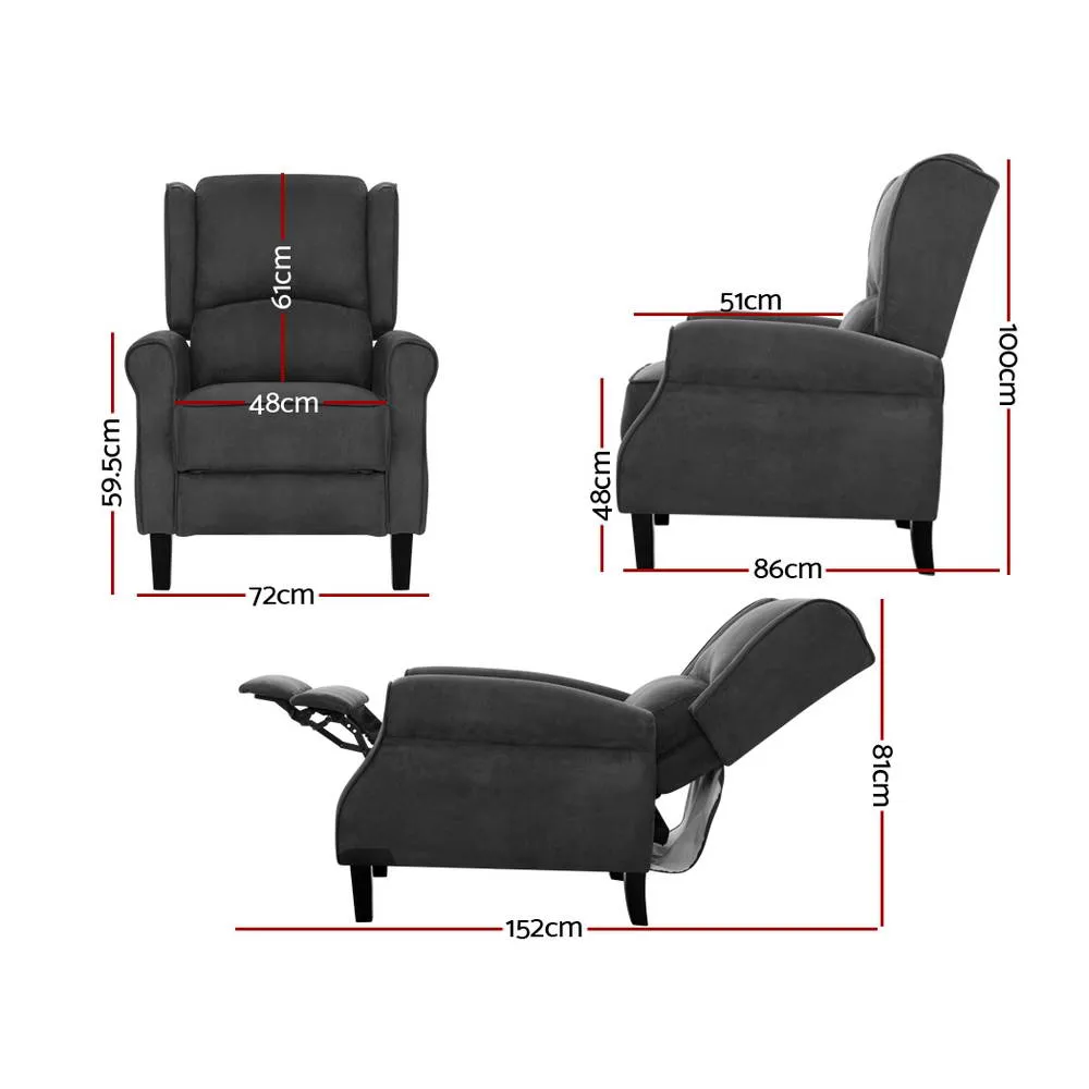 Adjustable Suede Recliner Chair with Steel Base - Artiss