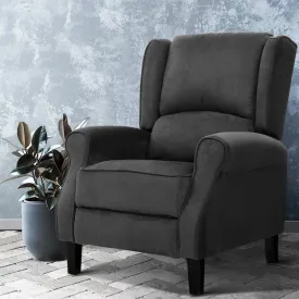 Adjustable Suede Recliner Chair with Steel Base - Artiss