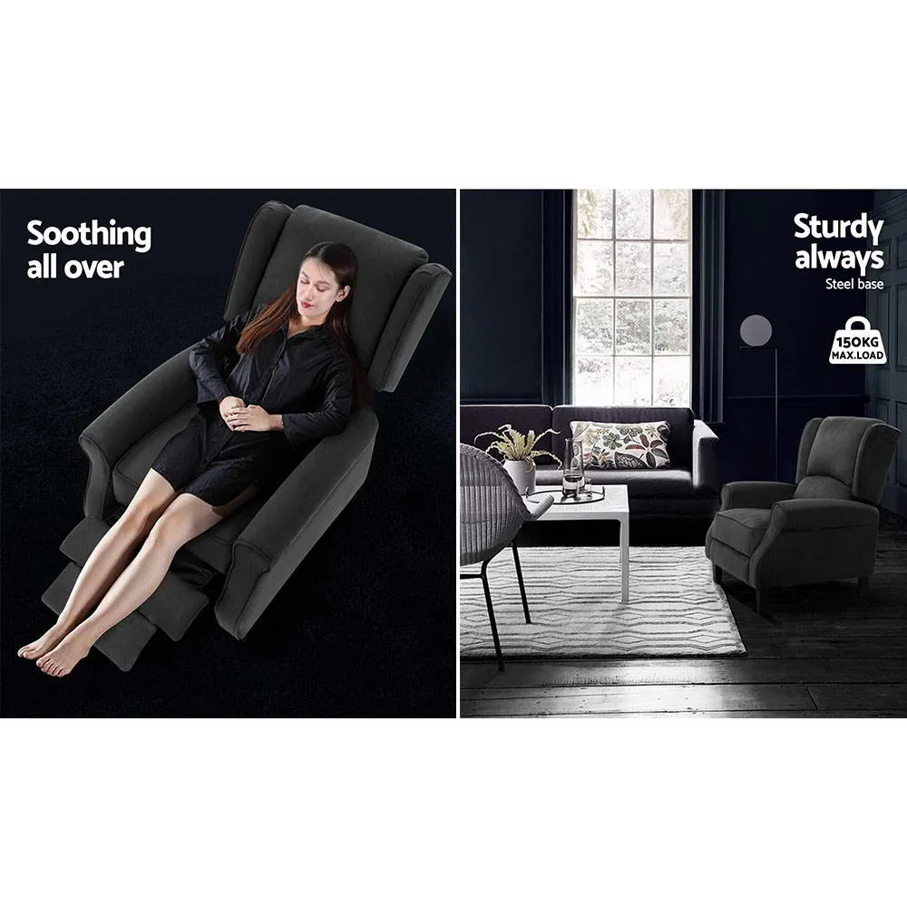 Adjustable Suede Recliner Chair with Steel Base - Artiss