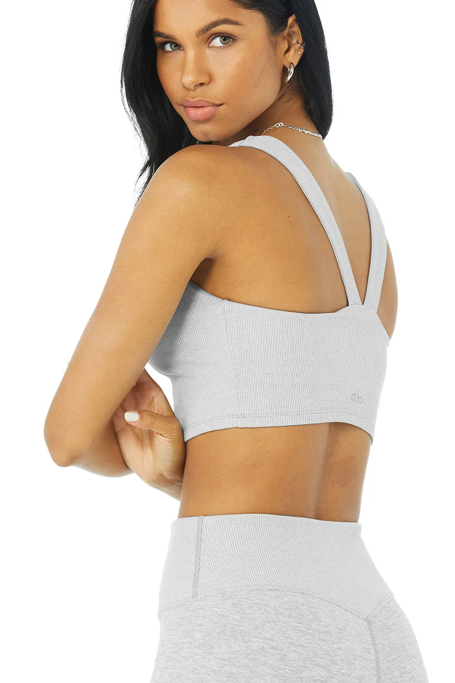 Alosoft Ribbed Chic Bra Tank - Athletic Heather Grey