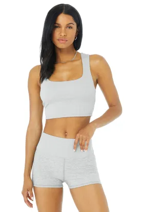 Alosoft Ribbed Chic Bra Tank - Athletic Heather Grey