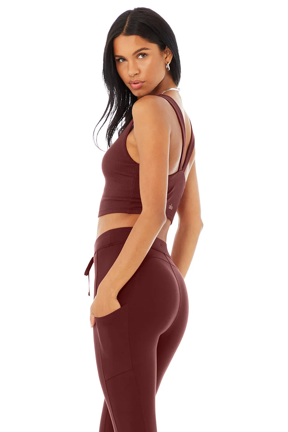 Alosoft Ribbed Chic Bra Tank - Cranberry