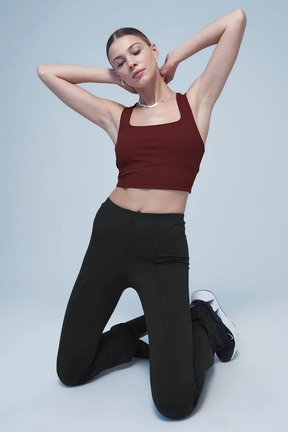 Alosoft Ribbed Chic Bra Tank - Cranberry