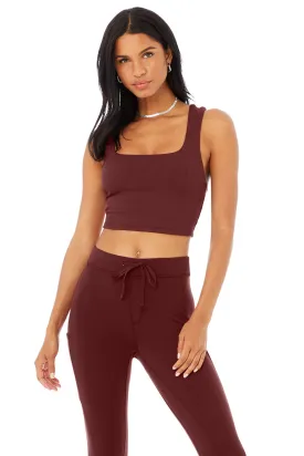 Alosoft Ribbed Chic Bra Tank - Cranberry