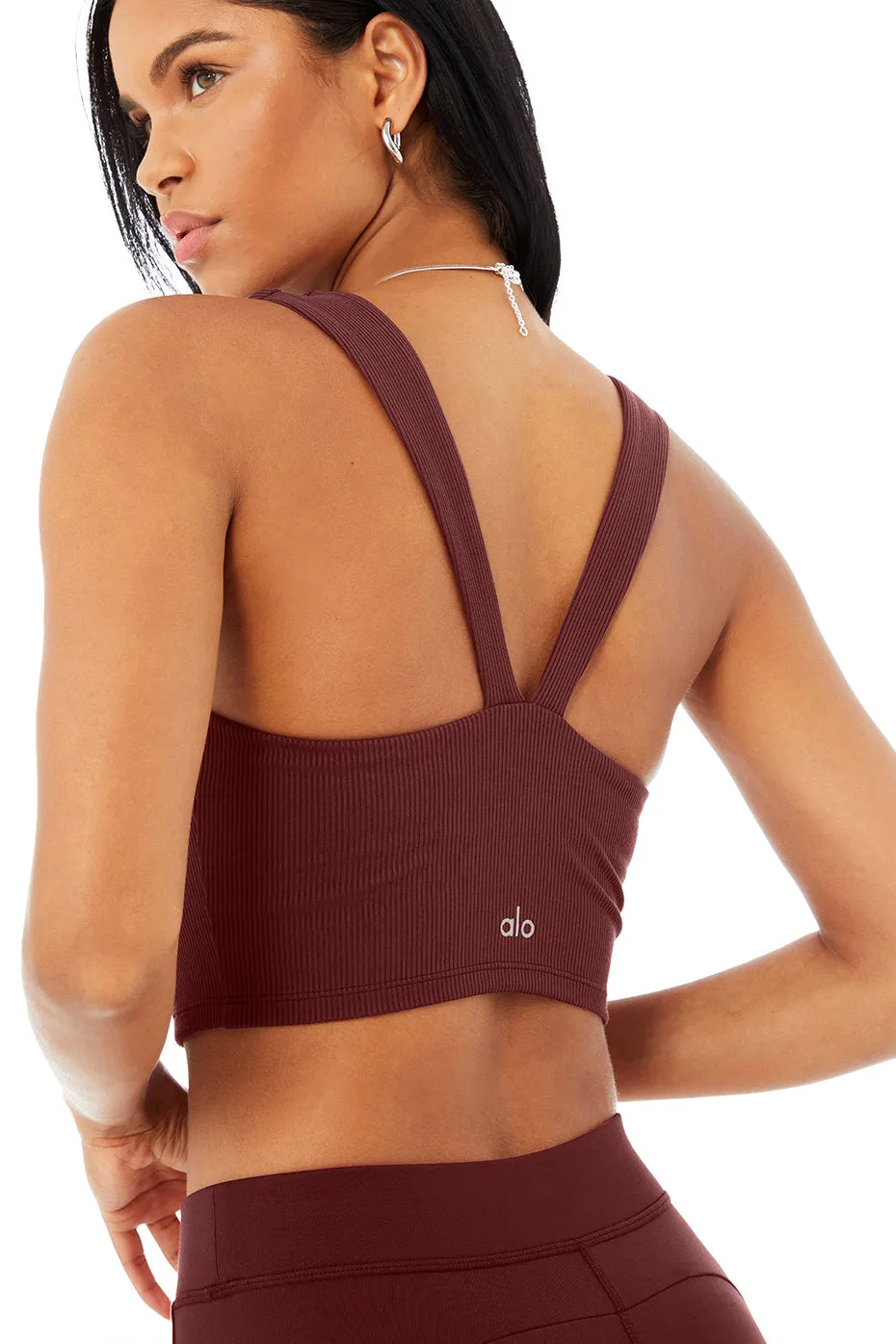 Alosoft Ribbed Chic Bra Tank - Cranberry