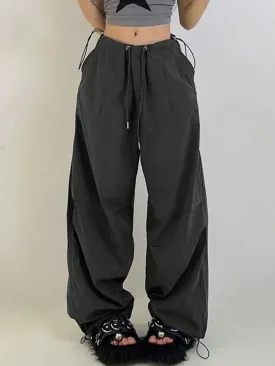 American Style Vintage Drawstring Bound Feet Cargo pants