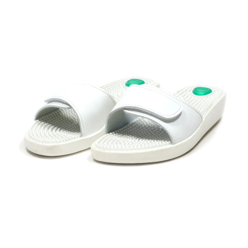 Anti Shock Slippers Leather White Colour For Women