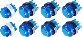 Arcity 8 Pcs Arcade LED Push Buttons Illuminated Light 6  30mm Buttons   2  24mm Buttons with Built-in Microswtich for Arcade Machine Video Game Console DIY Jamma MAME Raspberry Blue New