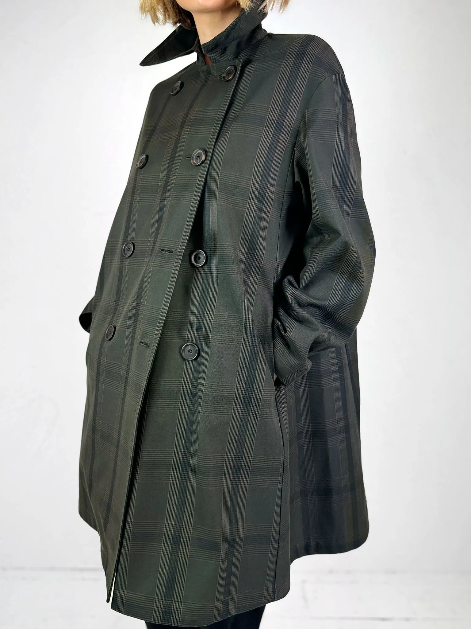 Barrie Water-Resistant Glen Check Pattern Mac Coat