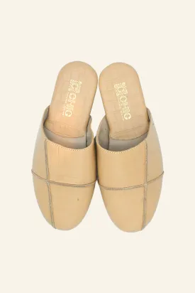 Beige Leather Slippers