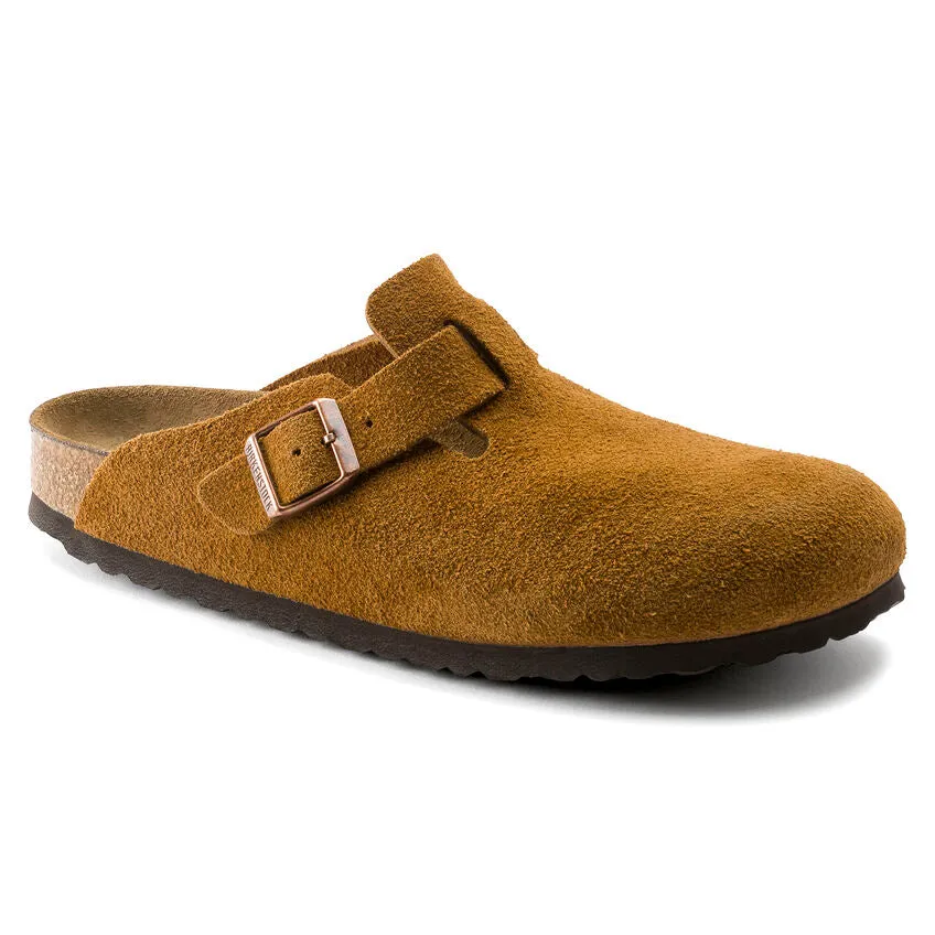 Birkenstock Mink Brown Suede Soft Bed Boston Clog