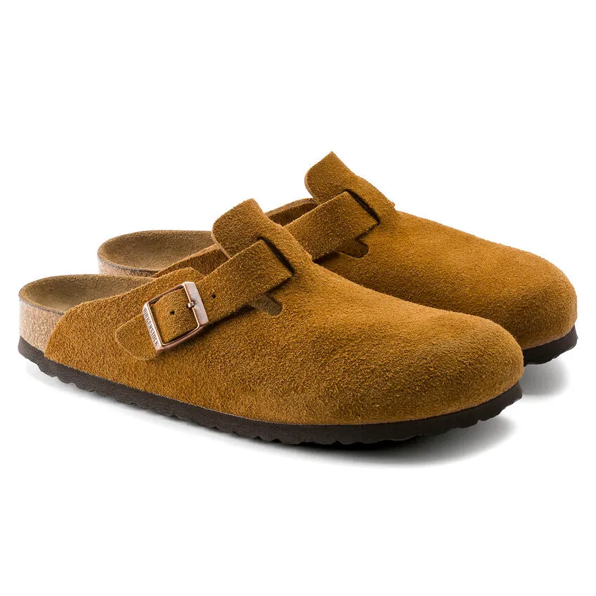 Birkenstock Mink Brown Suede Soft Bed Boston Clog