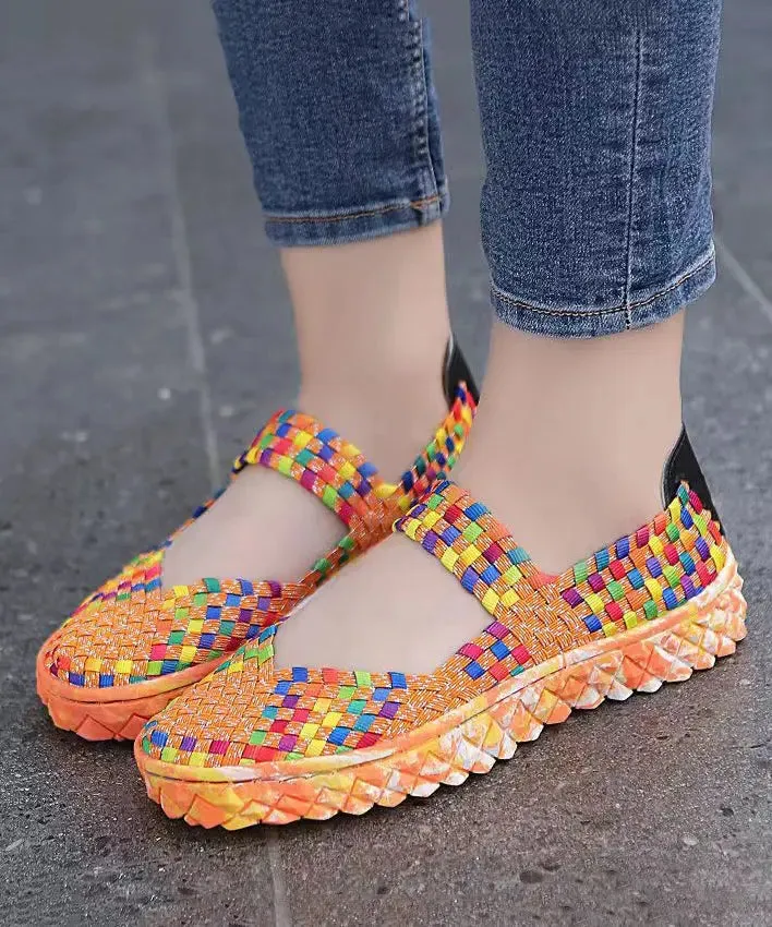 Black Knit Fabric Comfortable Splicing Flat Feet Shoes ML1036