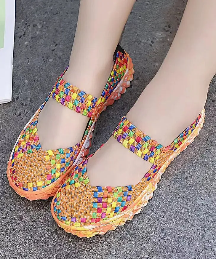 Black Knit Fabric Comfortable Splicing Flat Feet Shoes ML1036