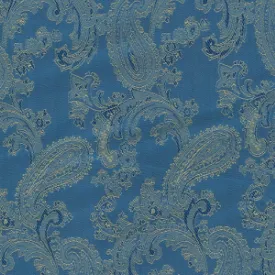Blue & Gold Paisley Poly/Viscose Lining