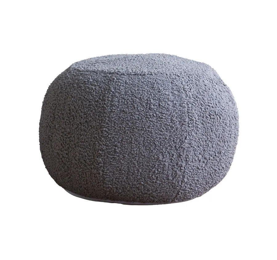 Boucle Small Round Pouffe Grey