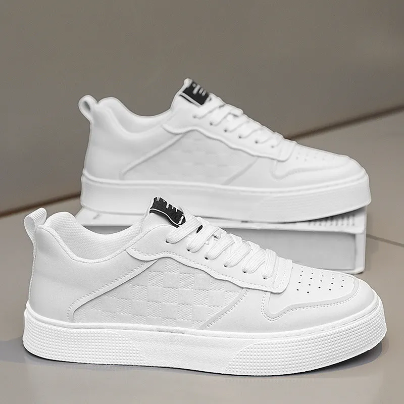 Breathable Plaid Flats Shoes Casual Lace-up Sneakers for Men Fashion