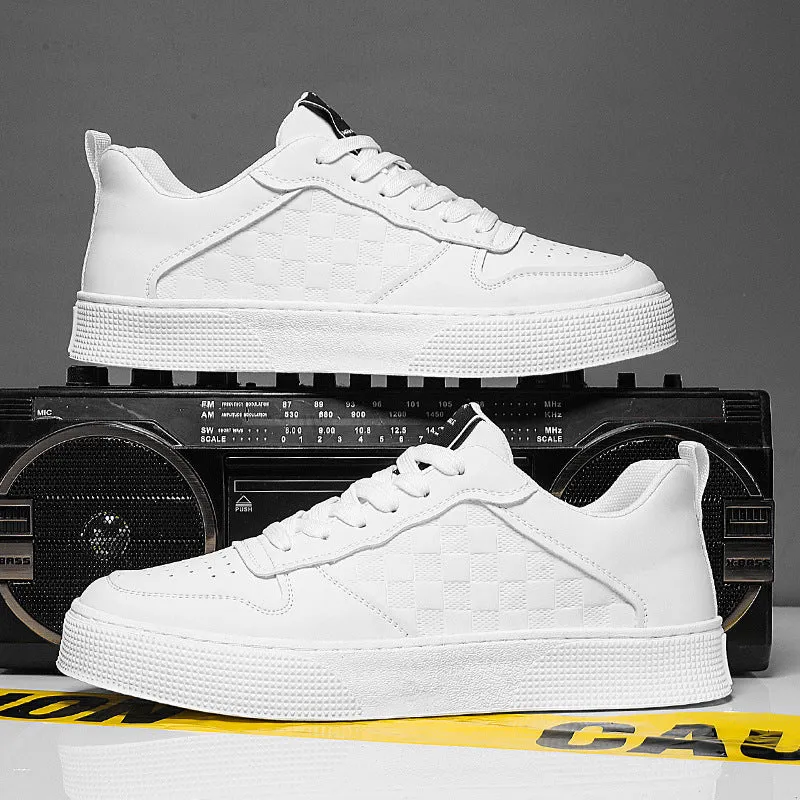 Breathable Plaid Flats Shoes Casual Lace-up Sneakers for Men Fashion