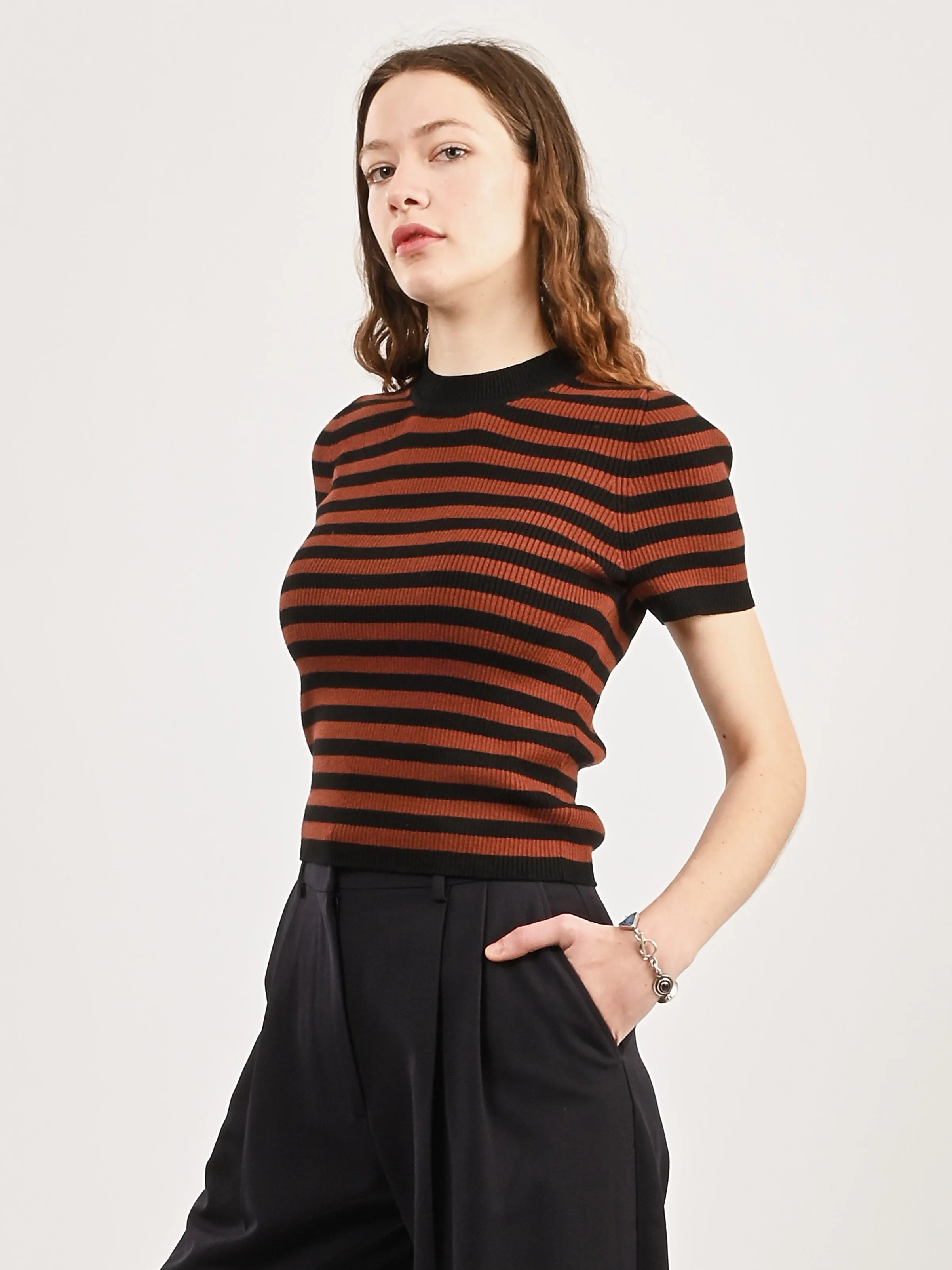 Cacao Stripe Jones Ribbed Tee