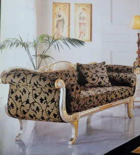 Carved Teak Wood Handcrafted Couch Deewan Chaise Lounge