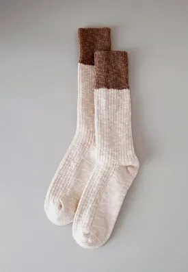 Color Block Cottage Socks - Oatmeal/Flax