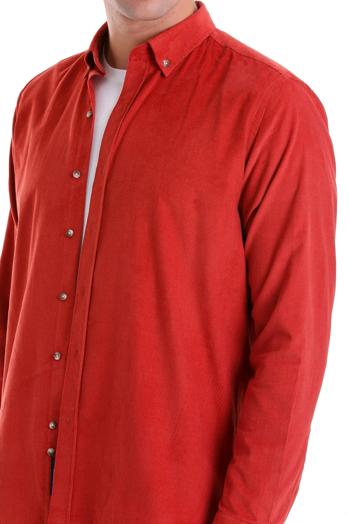 Comfort Fit Long Sleeve Cotton Brick Casual Shirt