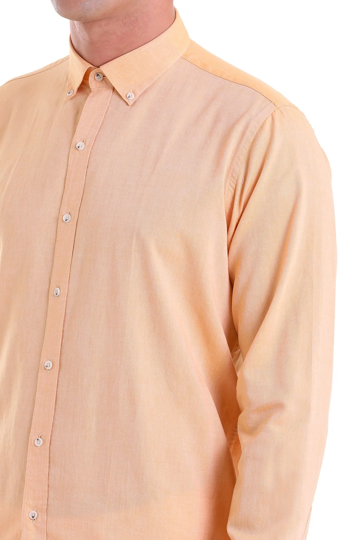 Comfort Fit Long Sleeve Cotton Orange Casual Shirt
