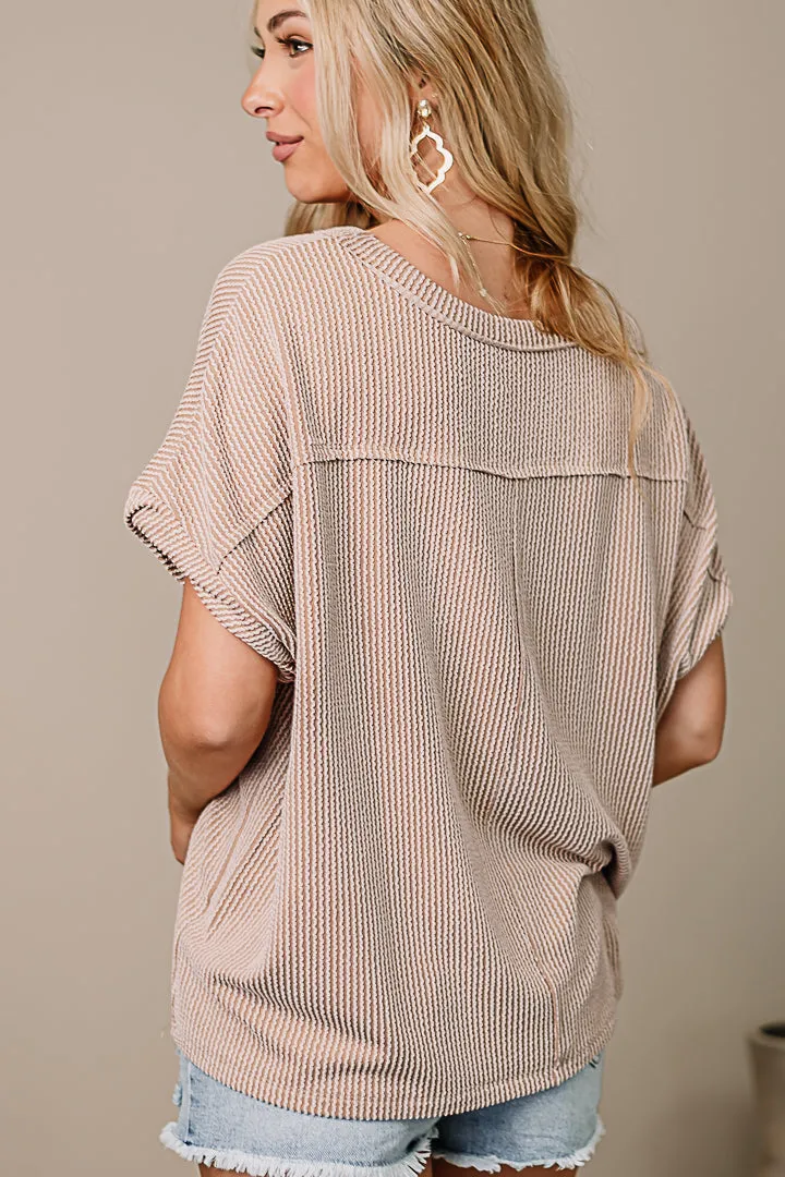 Coming Home Ribbed Top | Taupe