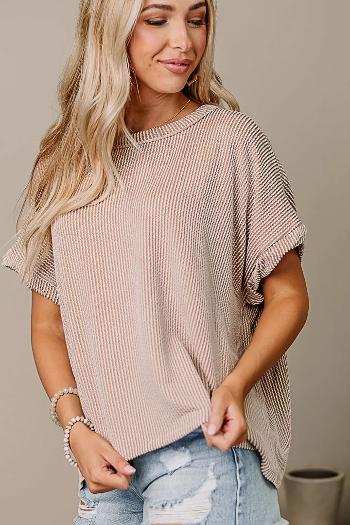 Coming Home Ribbed Top | Taupe