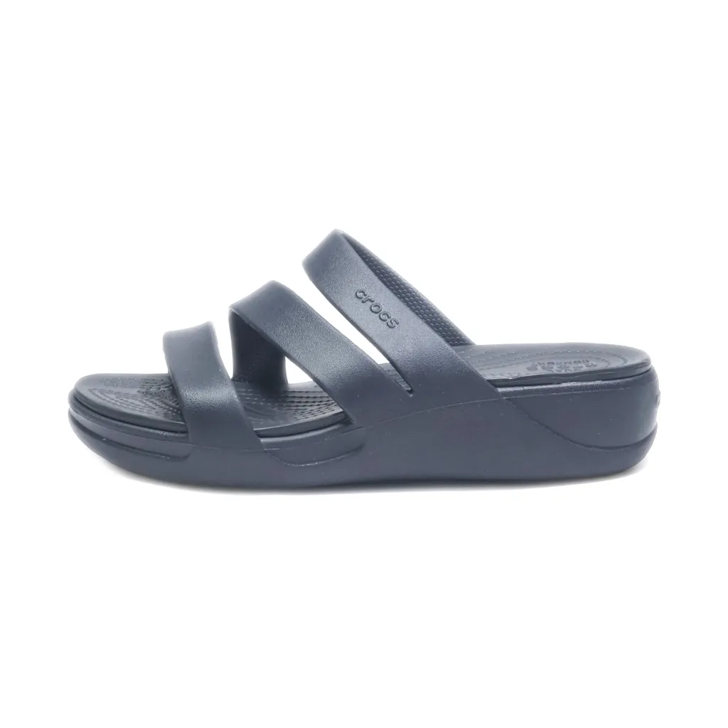 Crocs Slippers Leather Black Colour For Women