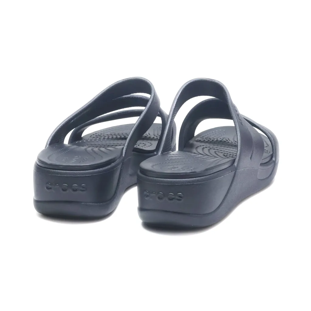 Crocs Slippers Leather Black Colour For Women