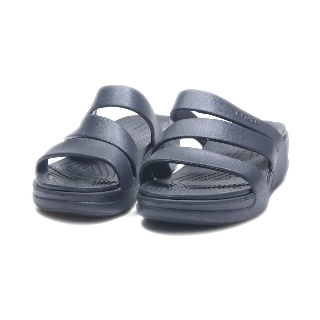 Crocs Slippers Leather Black Colour For Women