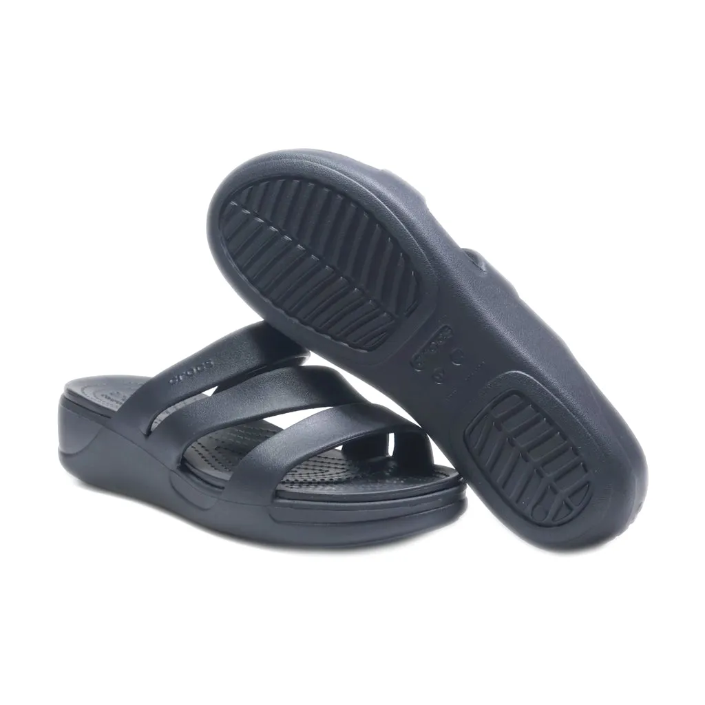 Crocs Slippers Leather Black Colour For Women