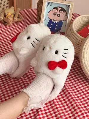 Cute Kitty Fuzzy House Slippers