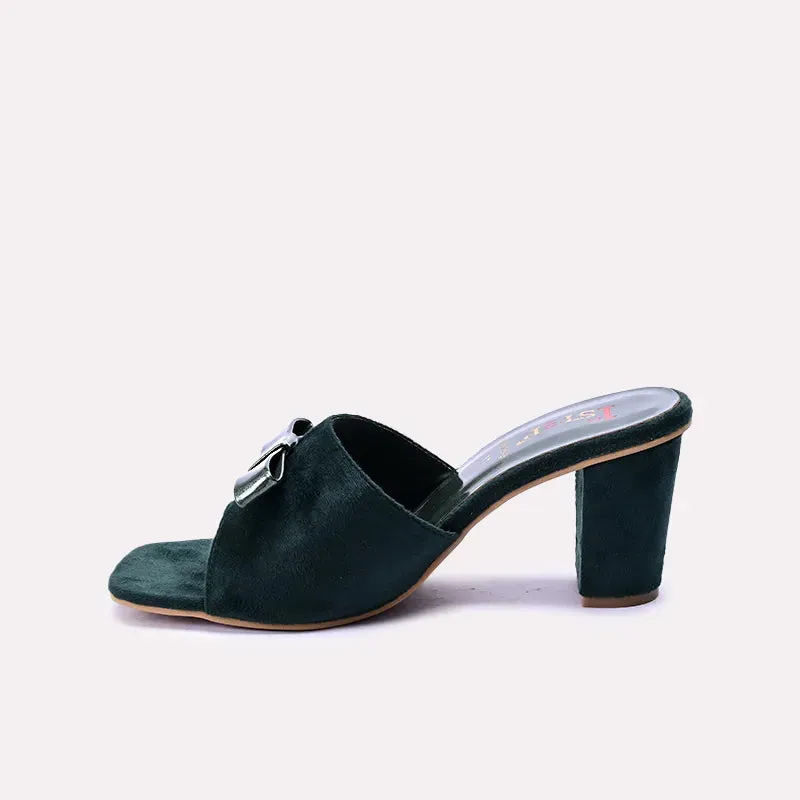 Emmeline Dark Green Block Heel Casual Slippers 0412545