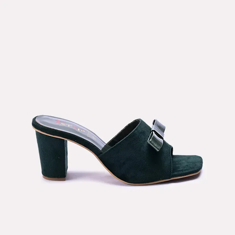 Emmeline Dark Green Block Heel Casual Slippers 0412545