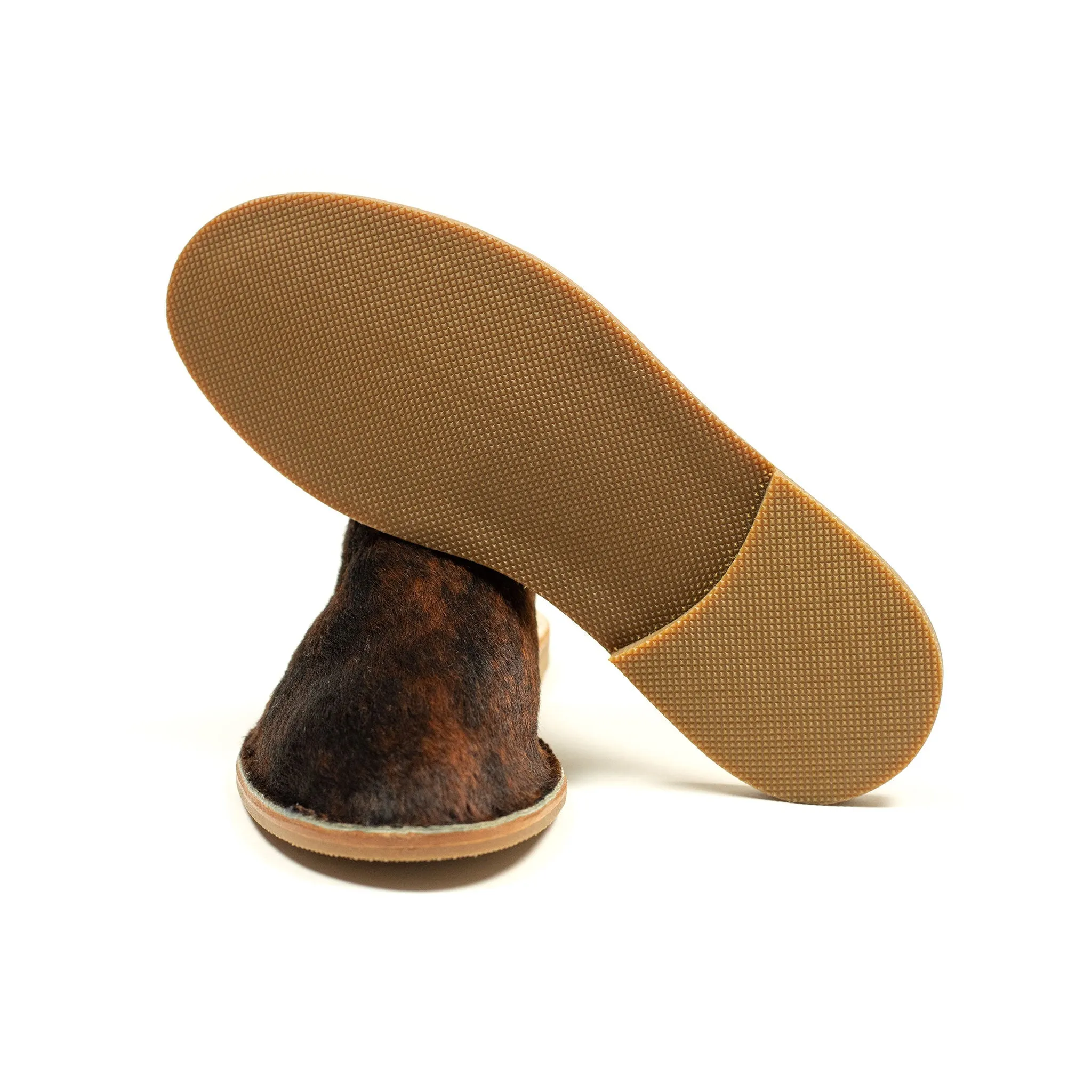 Exclusive mules in hair-on Normande calf