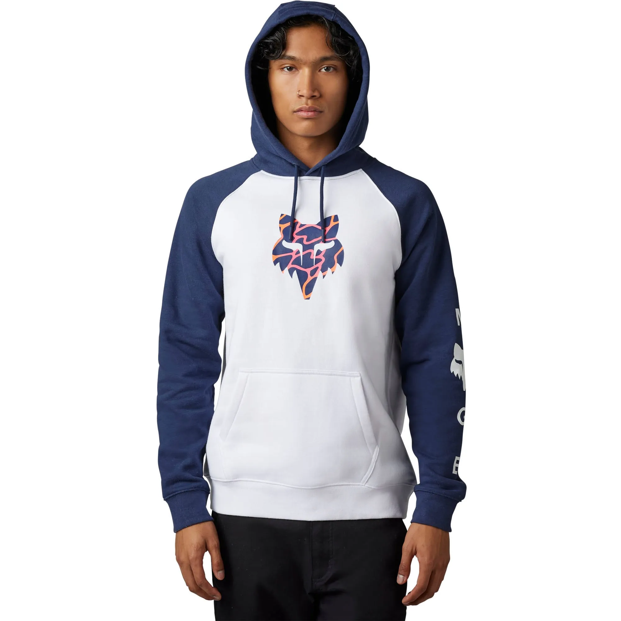 Fox Racing  Mens Ryvr Raglan Pullover Hoodie Fleece Comfortable Warm White