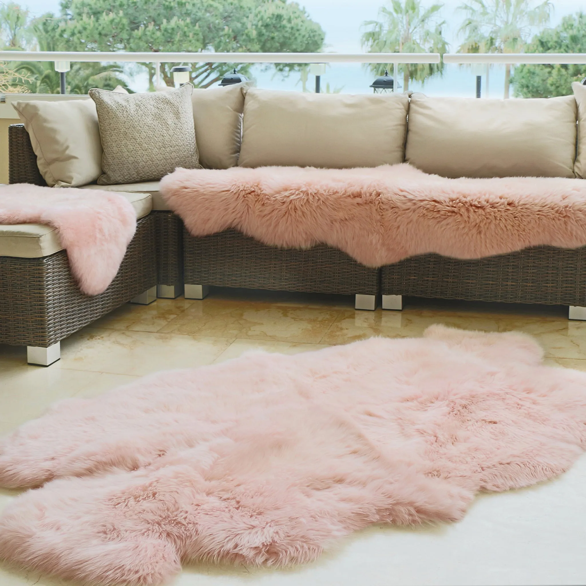 Genuine Sheepskin Rug Adobe Rose
