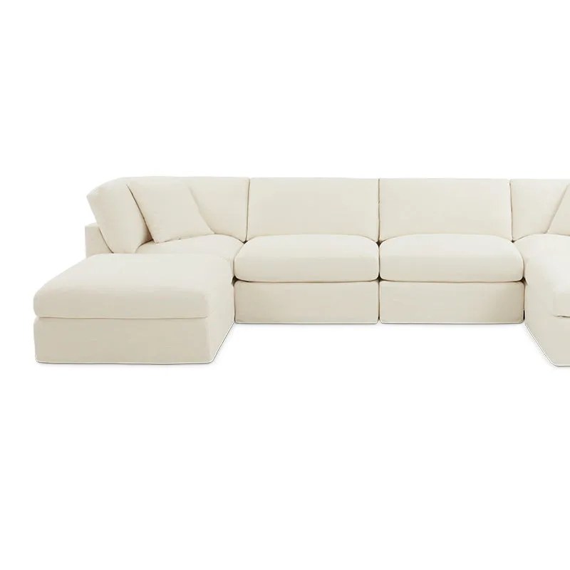 Get Together™ 6-Piece Modular U-Shaped Sectional, Standard, Cream Linen