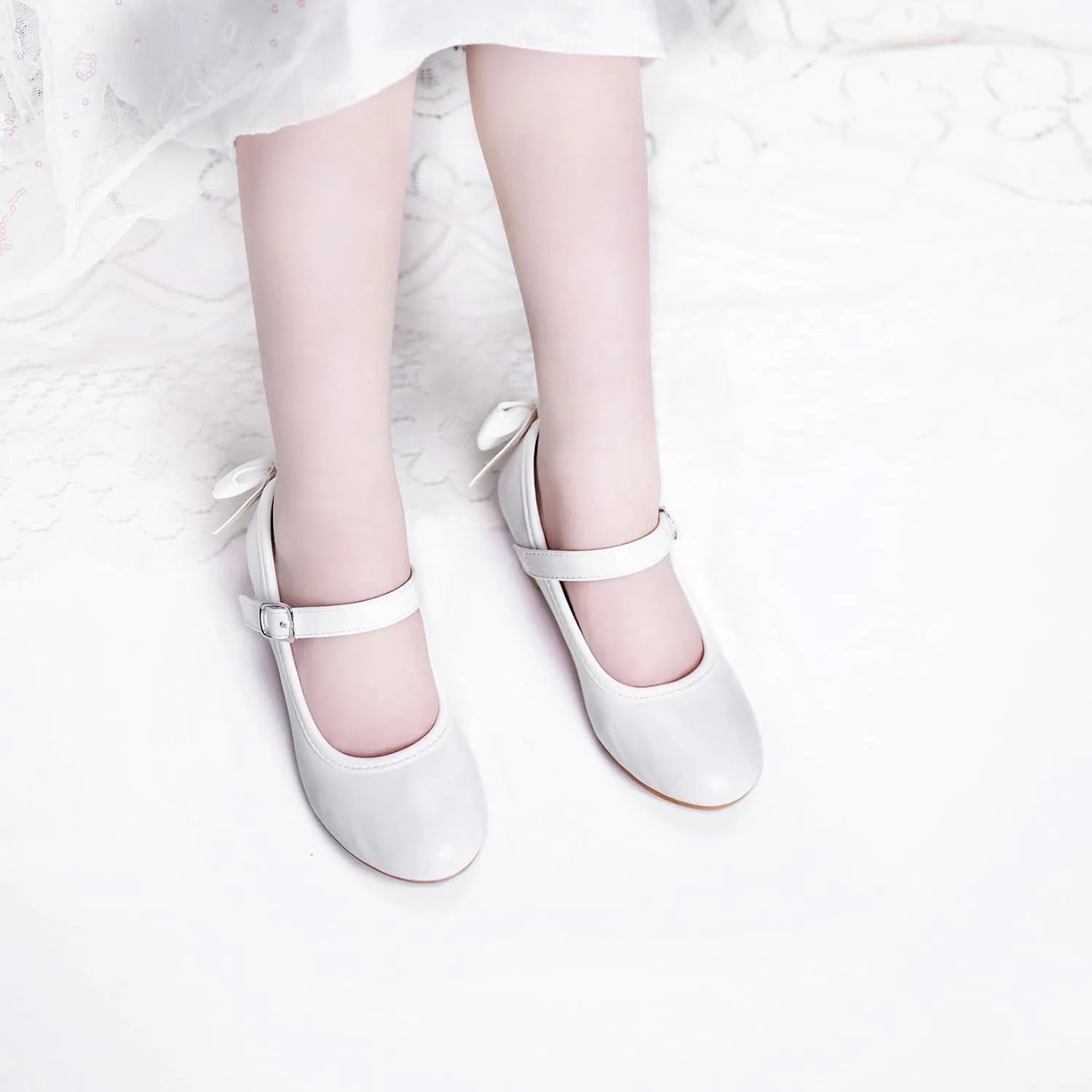 Girls Dress Shoes Low Heel Princess Shoes Wedding Party Mary Jane Flats for Toddler/Little Kids