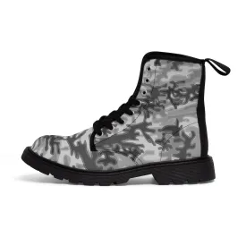 Grey Camouflage Men's Boots, Best Hiking Winter Hiking Boots Laced Up Shoes For Men (US Size: 7-10.5)