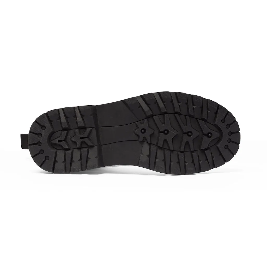 Grey Striped Print Men's Boots, Black Stripes Best Hiking Winter Boots Laced Up Shoes For Men