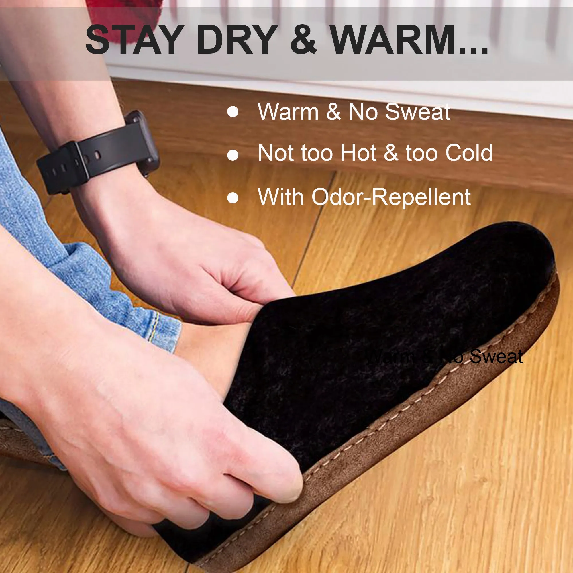 HaussimpleWool Unisex Wool Indoor Slippers Black