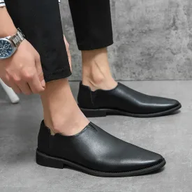 Hnzxzm Men's Loafers slip on Round Toe Low-heel British Business Casual Fashion Breathable Young Hair Stylist Pedal Peas Shoes for men